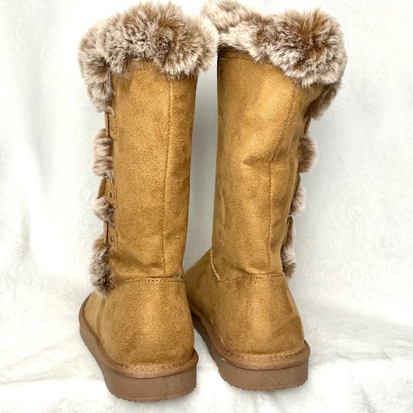 HStylish Brown Slip On Calf High Fur-Lined Waterproof Winter Snow Boot Sz 9 - Picture 11 of 16